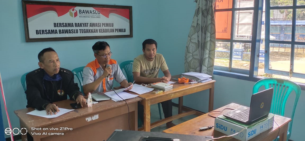 Panwaslu Kecamatan Tegalombo Gelar Rapat Online Dengan Video Conference Bersama Panwaslu Desa Se-Kecamatan Tegalombo