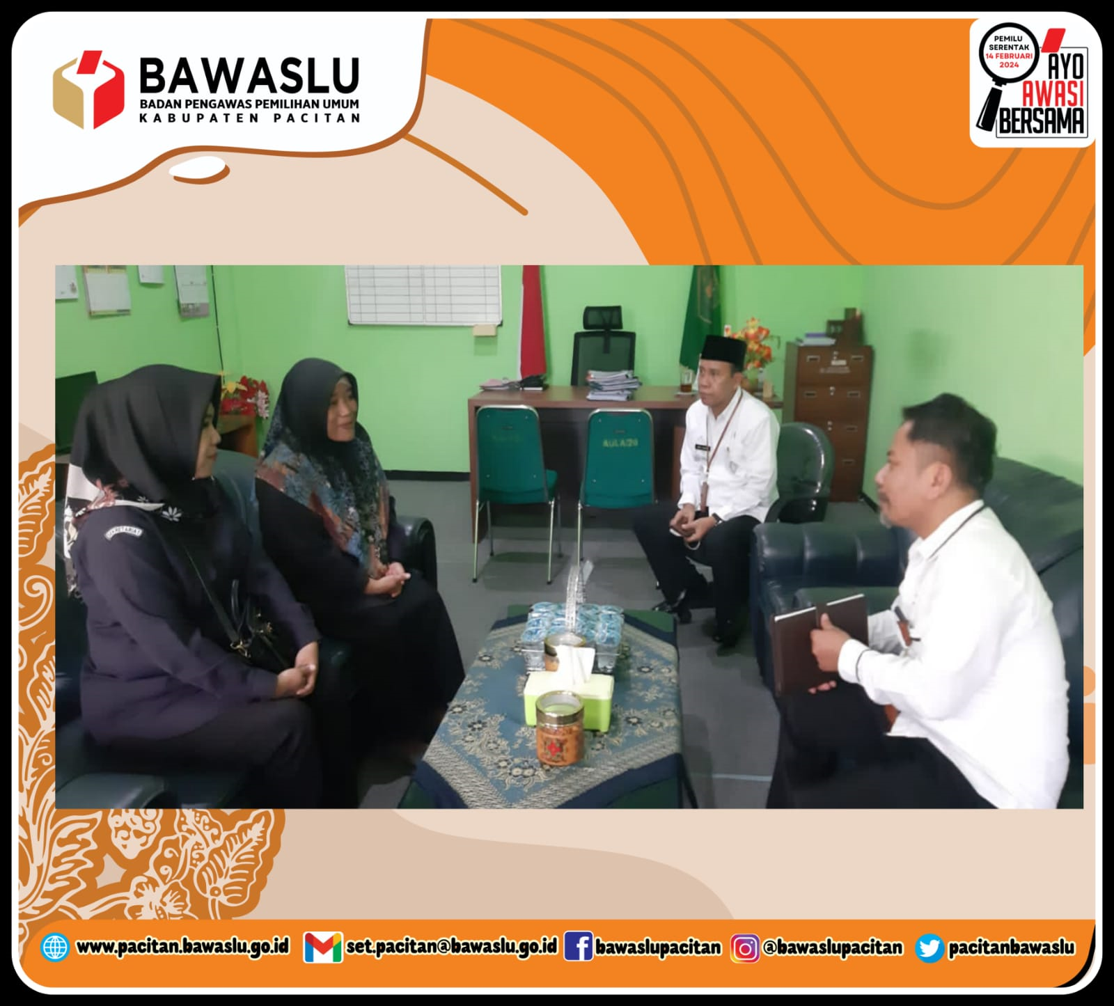 BAWASLU PACITAN RINTIS MoU DENGAN KEMENAG KABUPATEN PACITAN UNTUK MEMBERIKAN PENDIDIKAN DEMOKRASI DAN POLITIK KEPADA CALON PEMILIH PEMULA.