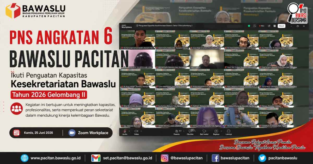 PNS Angkatan 6 Bawaslu Pacitan Ikuti Penguatan Kapasitas Kesekretariatan Bawaslu Tahun 2026 Gelombang II