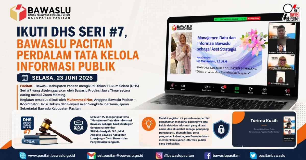 Ikuti DHS Seri #7, Bawaslu Pacitan Perdalam Tata Kelola Informasi Publik