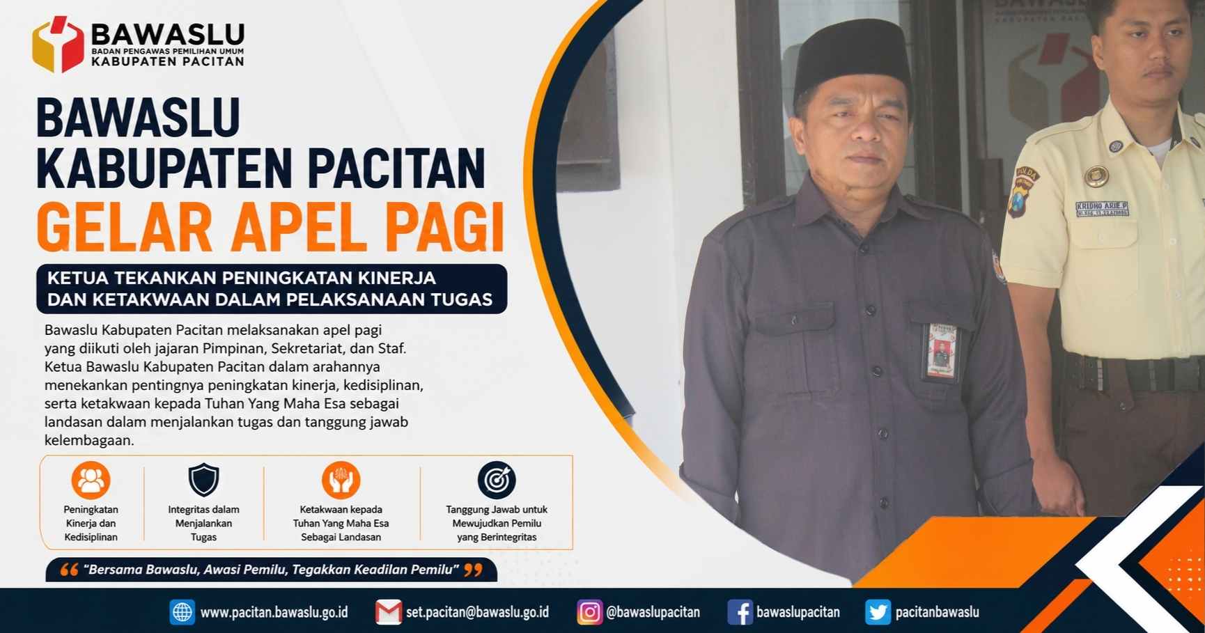 Bawaslu Kabupaten Pacitan Gelar Apel Pagi, Ketua Tekankan Peningkatan Kinerja dan Ketakwaan dalam Pelaksanaan Tugas