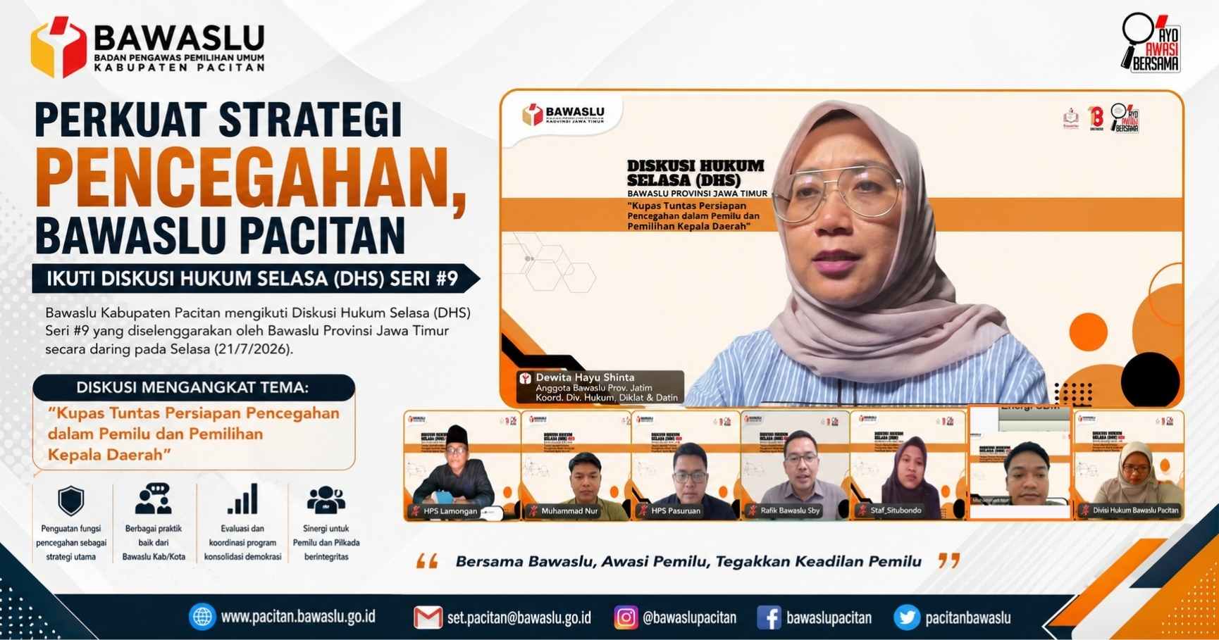 Perkuat Strategi Pencegahan, Bawaslu Pacitan Ikuti Diskusi Hukum Selasa (DHS) Seri #9