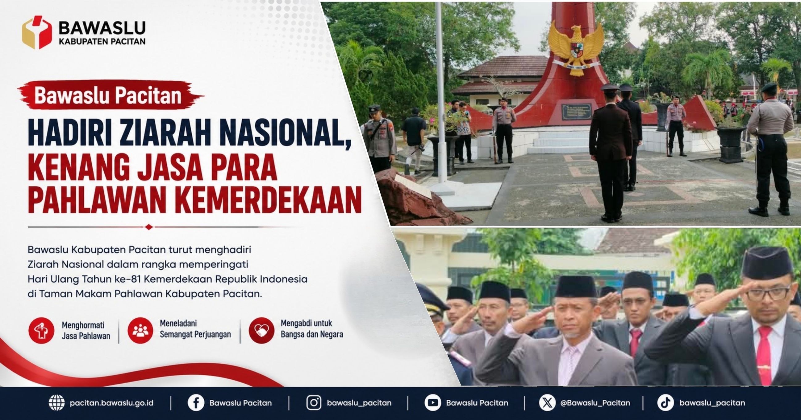 Bawaslu Pacitan Hadiri Ziarah Nasional, Kenang Jasa Para Pahlawan Kemerdekaan