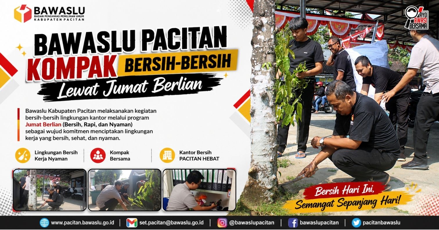 Bawaslu Pacitan Kompak Bersih-Bersih Lewat Jumat Berlian