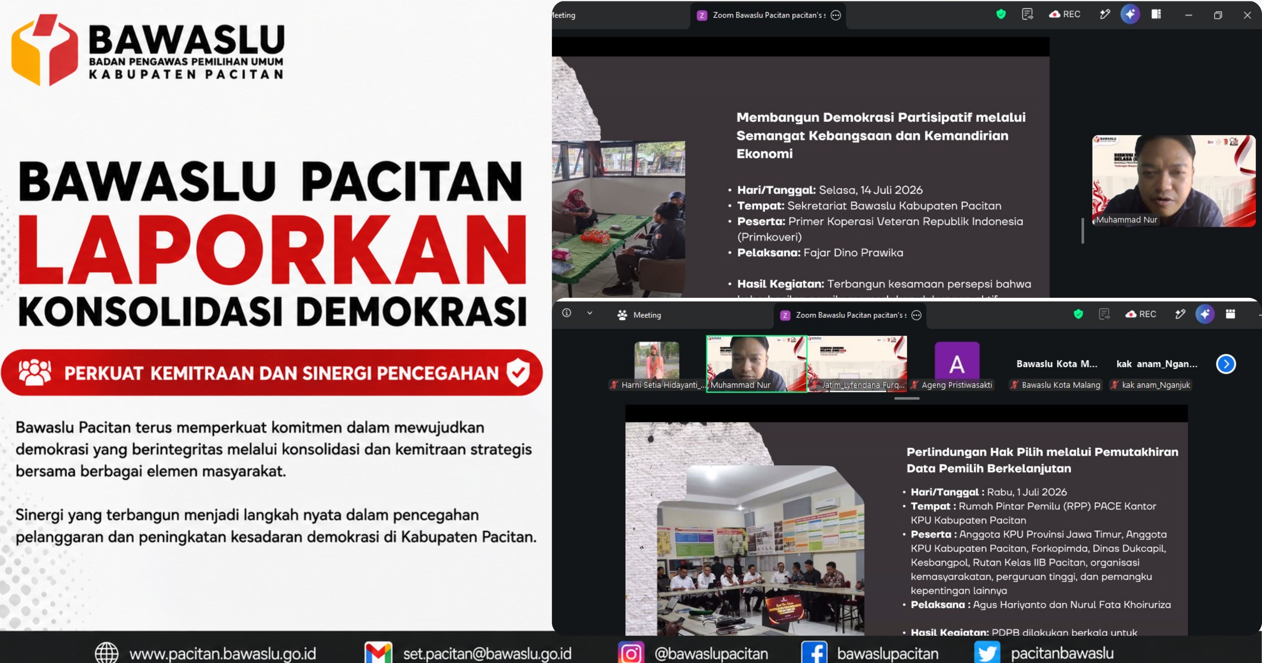 Bawaslu Pacitan Laporkan Konsolidasi Demokrasi Periode Juli 2026, Perkuat Kemitraan dan Sinergi Pencegahan