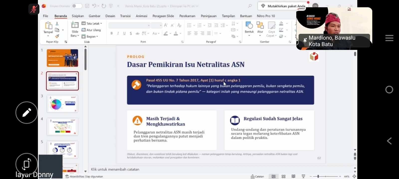 Bawaslu Pacitan Ikuti Kamis Manis Vol. 6 Bawaslu Jatim, Bahas Penanganan Pelanggaran Netralitas ASN
