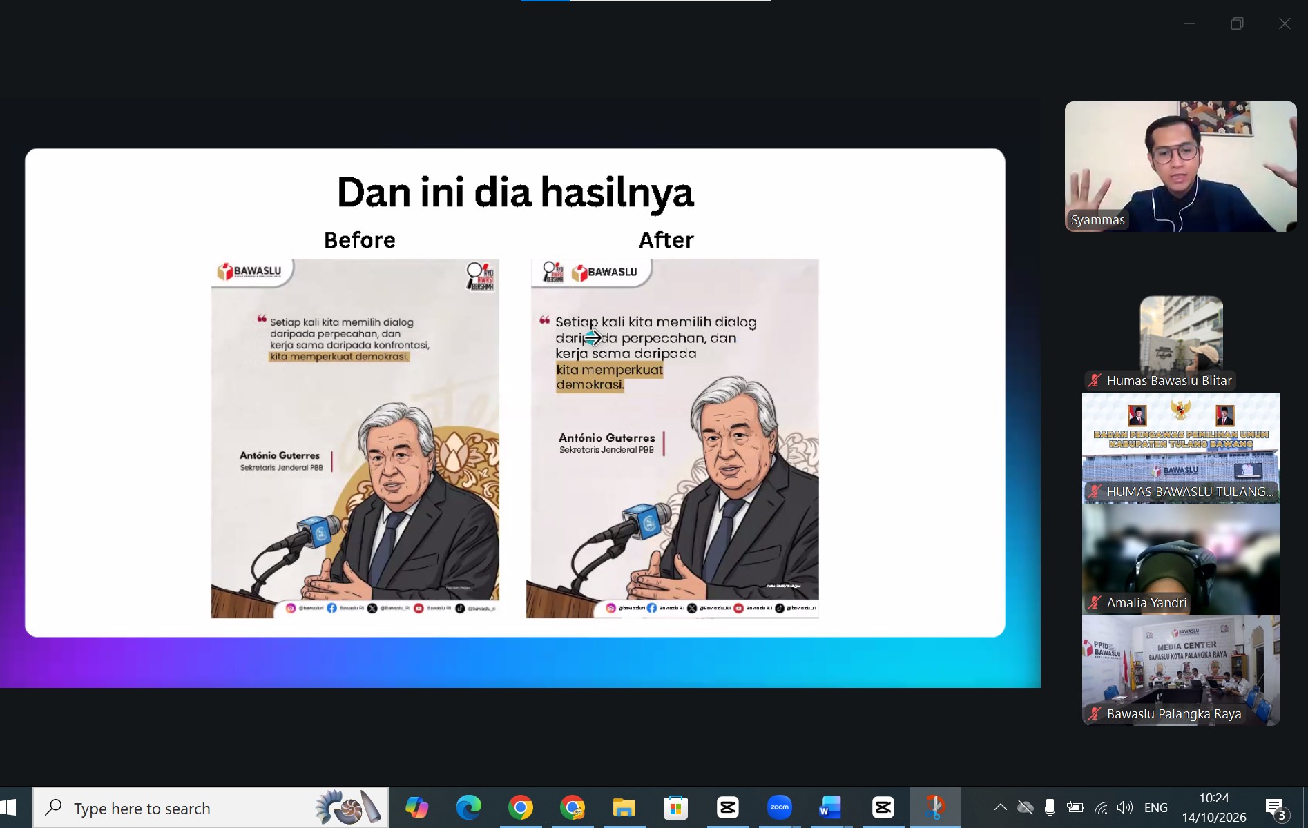 Bawaslu Pacitan Ikuti Humas Upgrade Series #2, Perkuat Kompetensi Desain Kreatif dan Publikasi Informasi
