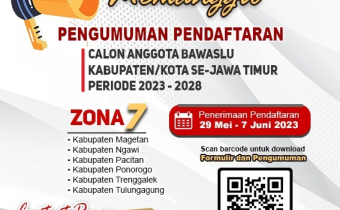 PENGUMUMAN PENDAFTARAN CALON ANGGOTA BAWASLU KABUPATEN/KOTA PERIODE 2023 – 2028