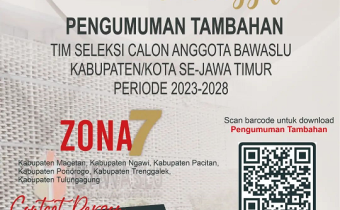 PENGUMUMAN TAMBAHAN TIM SELEKSI CALON ANGGOTA BAWASLU KABUPATEN/KOTA MASA JABATAN 2023 – 2028