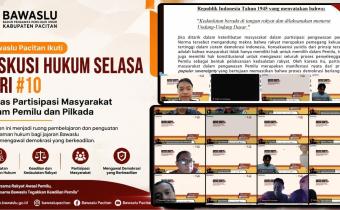 Bawaslu Pacitan Ikuti Diskusi Hukum Selasa Seri #10, Bahas Partisipasi Masyarakat dalam Pemilu dan Pilkada